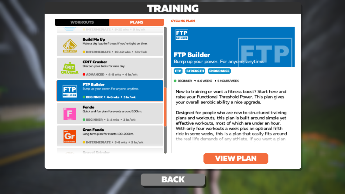 Zwift Training Plan